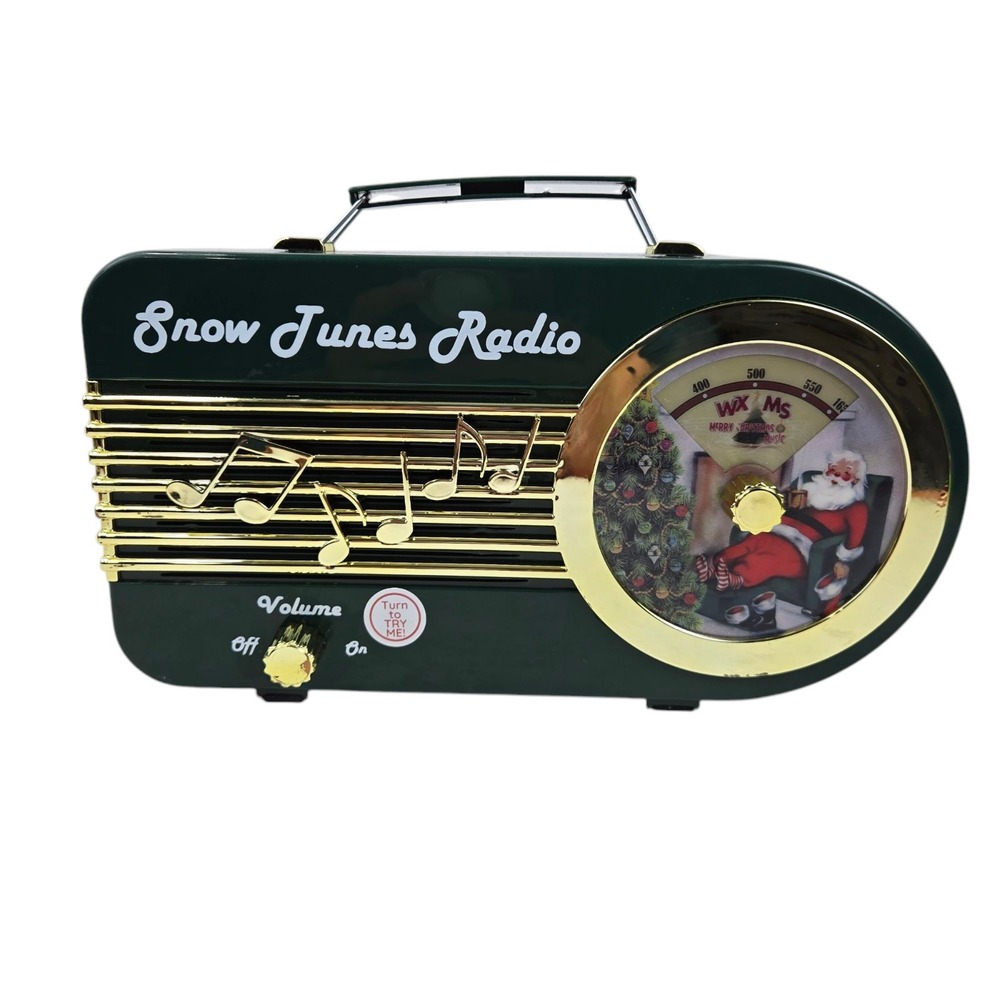 Mr. Christmas Snow‎ Tunes Radio Green with Elf News, Weather, Plays 9 Songs EUC